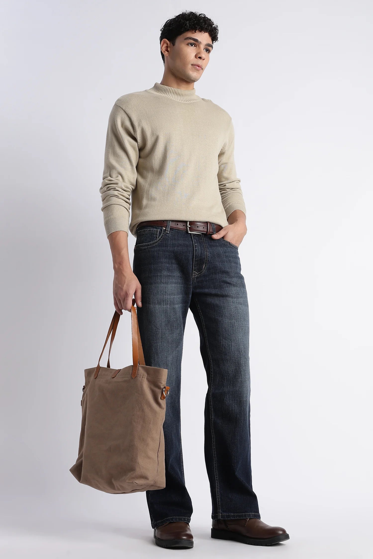 Steel Indigo bootcut jeans for men – front view