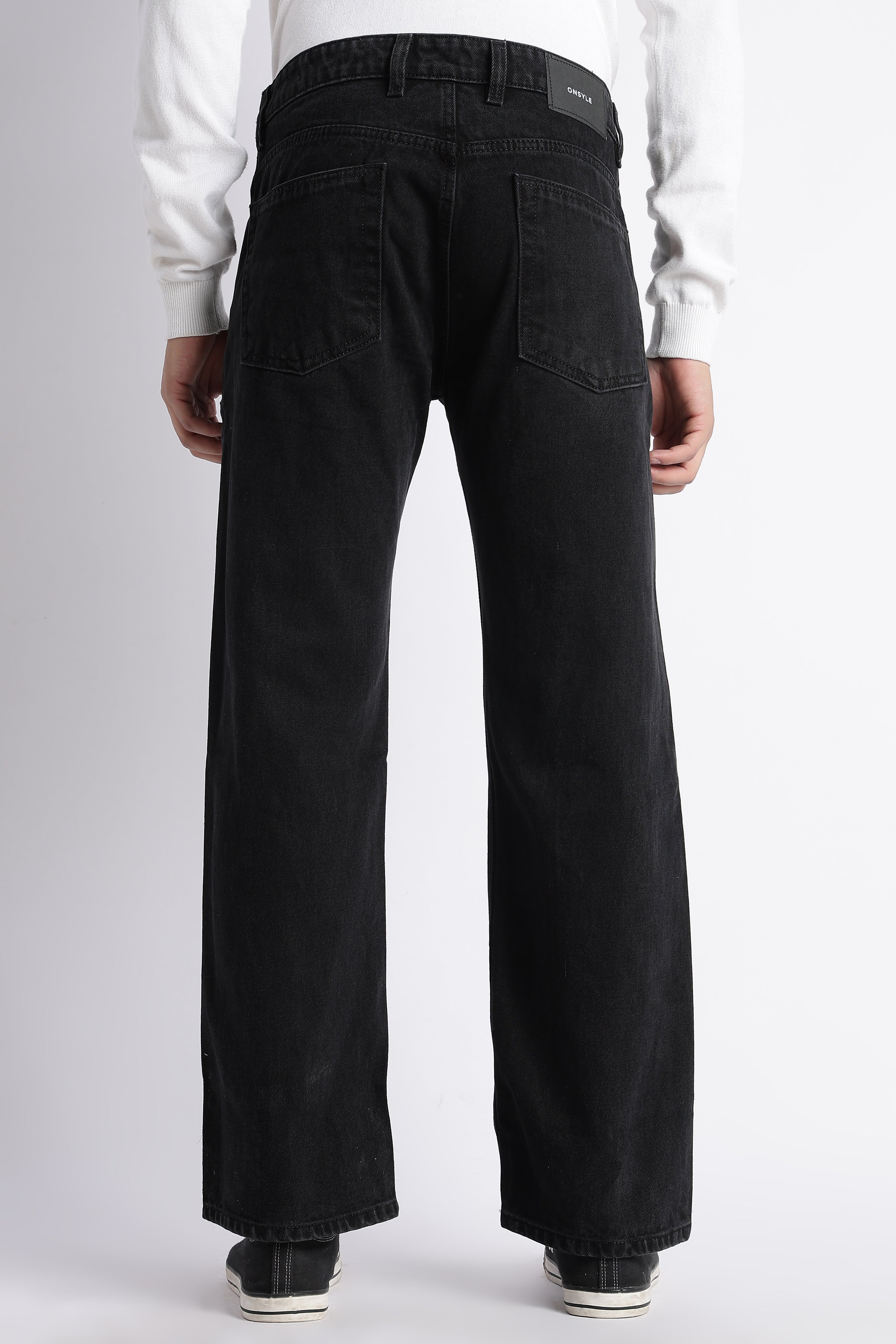 Midnight Black straight fit jeans for men – back view