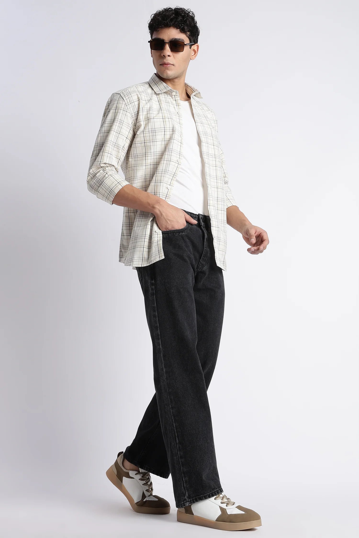 Smoke Grey straight fit jeans for men – front view