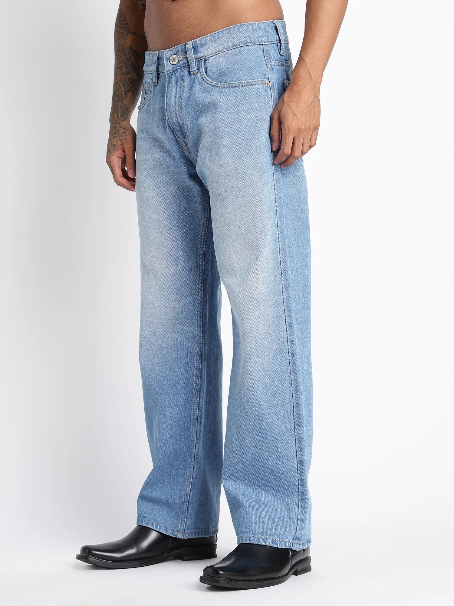 Sky Wash wide straight jeans for men – back view