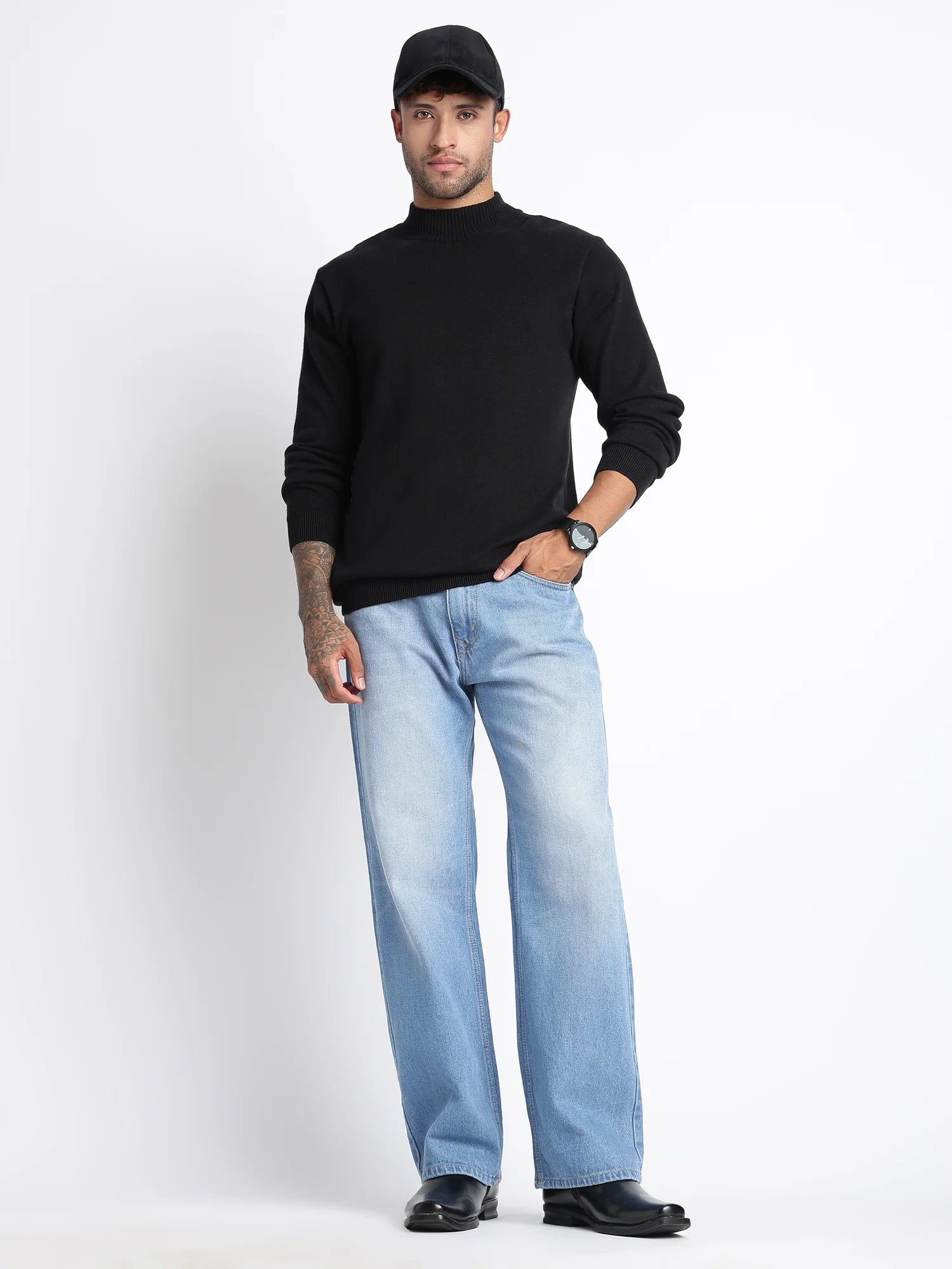 Sky Wash wide straight jeans for men – front view
