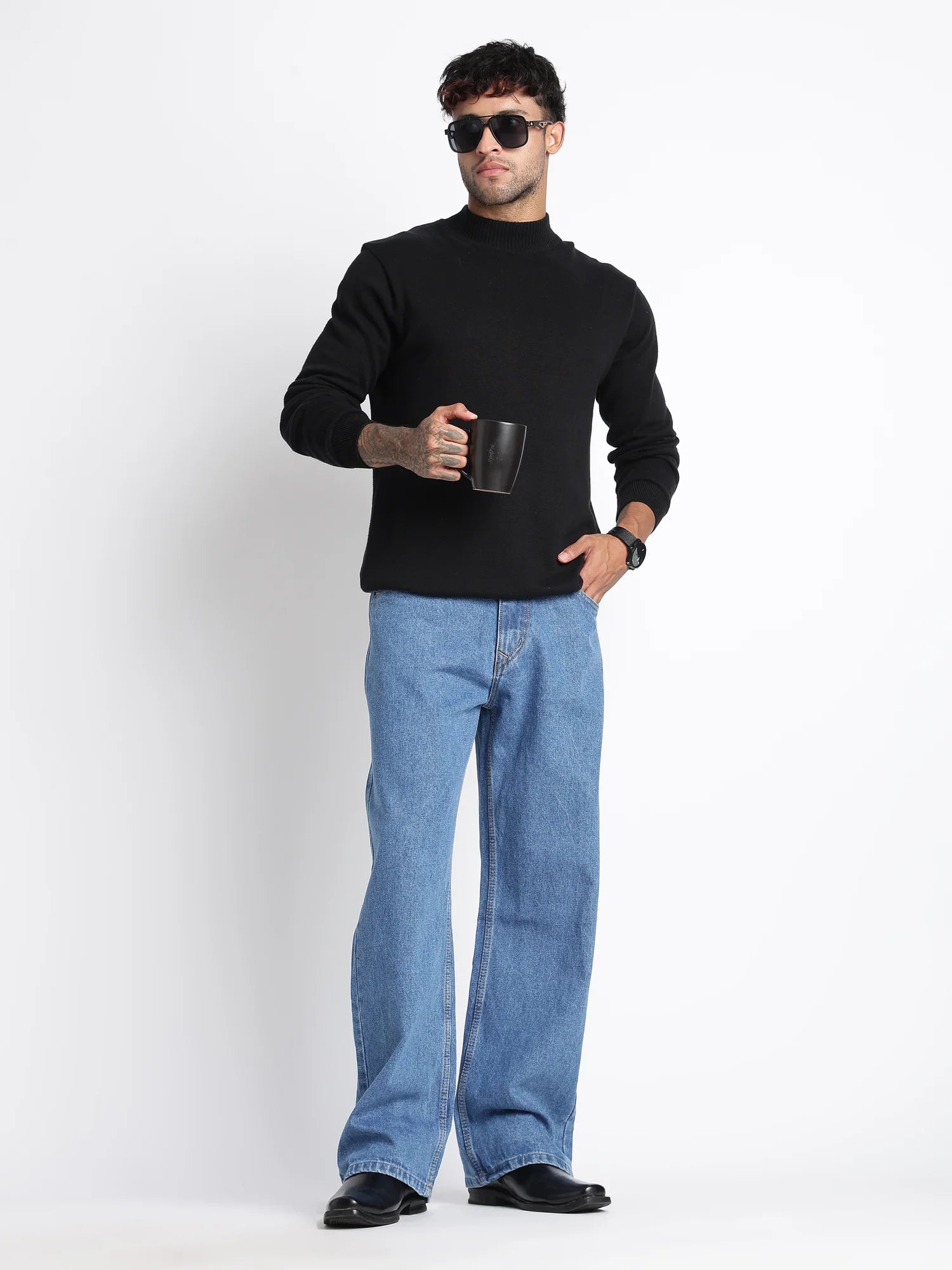 Marina Blue baggy fit jeans for men – front view