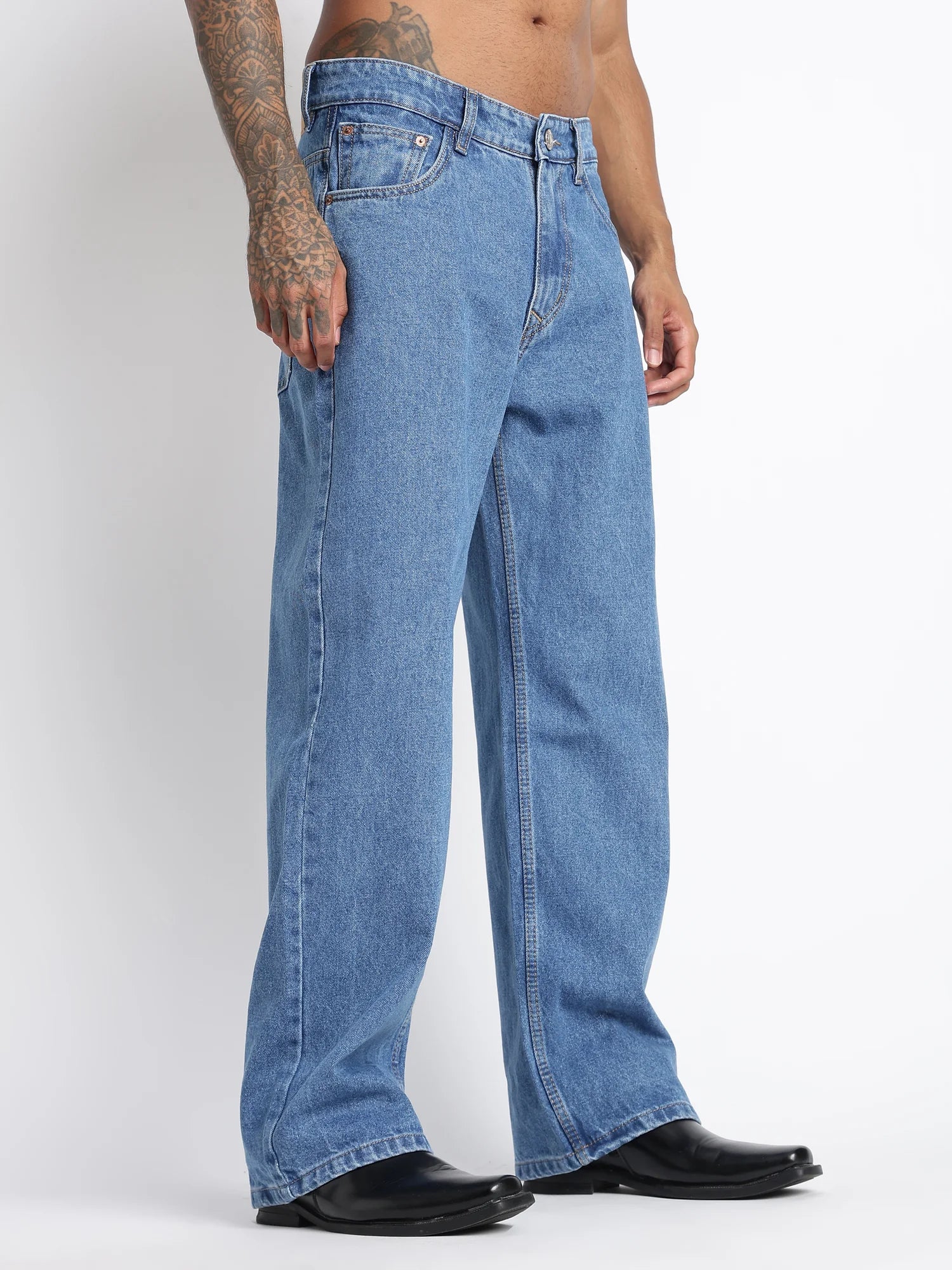Marina Blue baggy fit jeans for men – back view