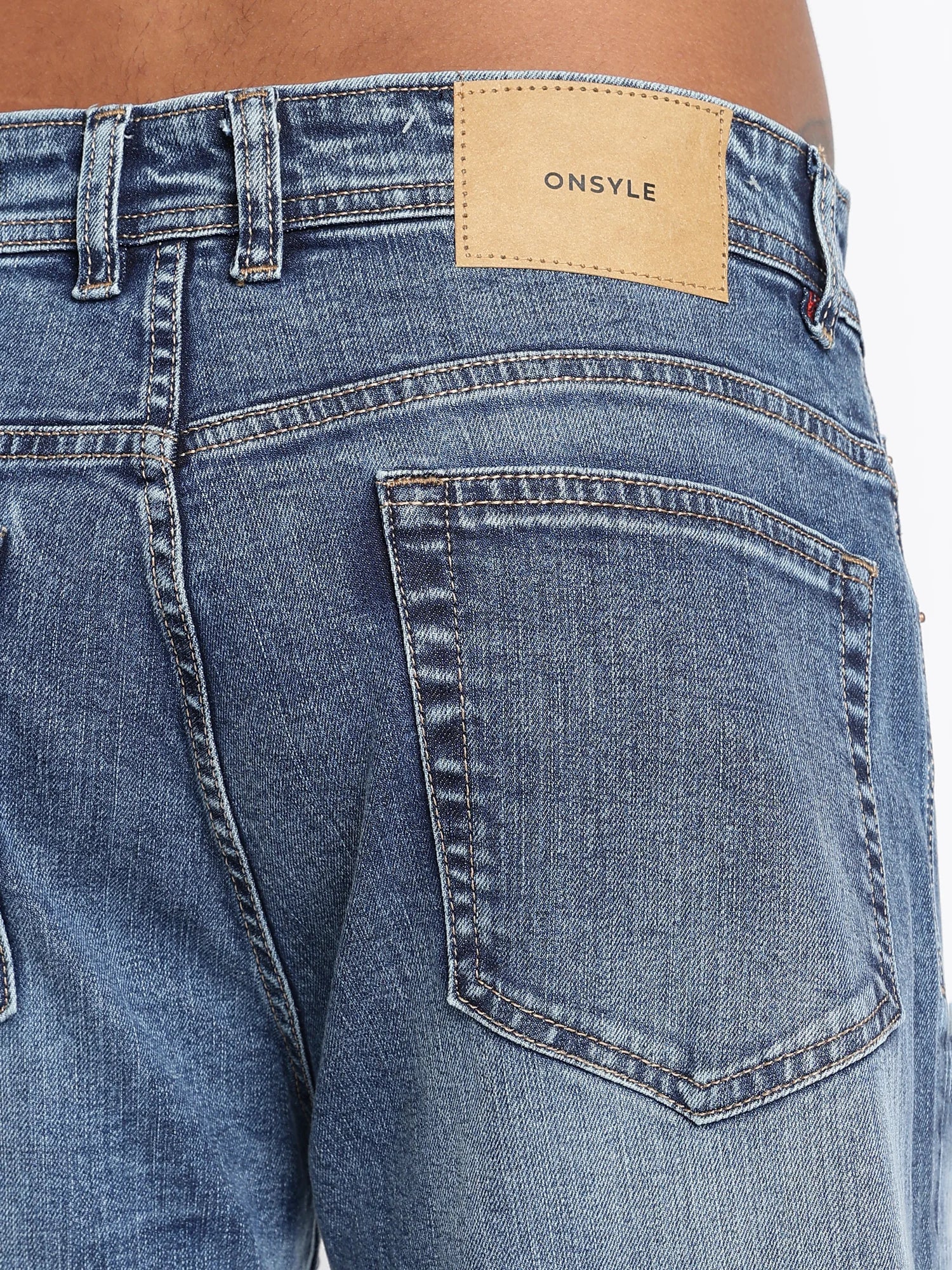 Glacier Blue jeans for men – light wash Lycra stretch denim detail