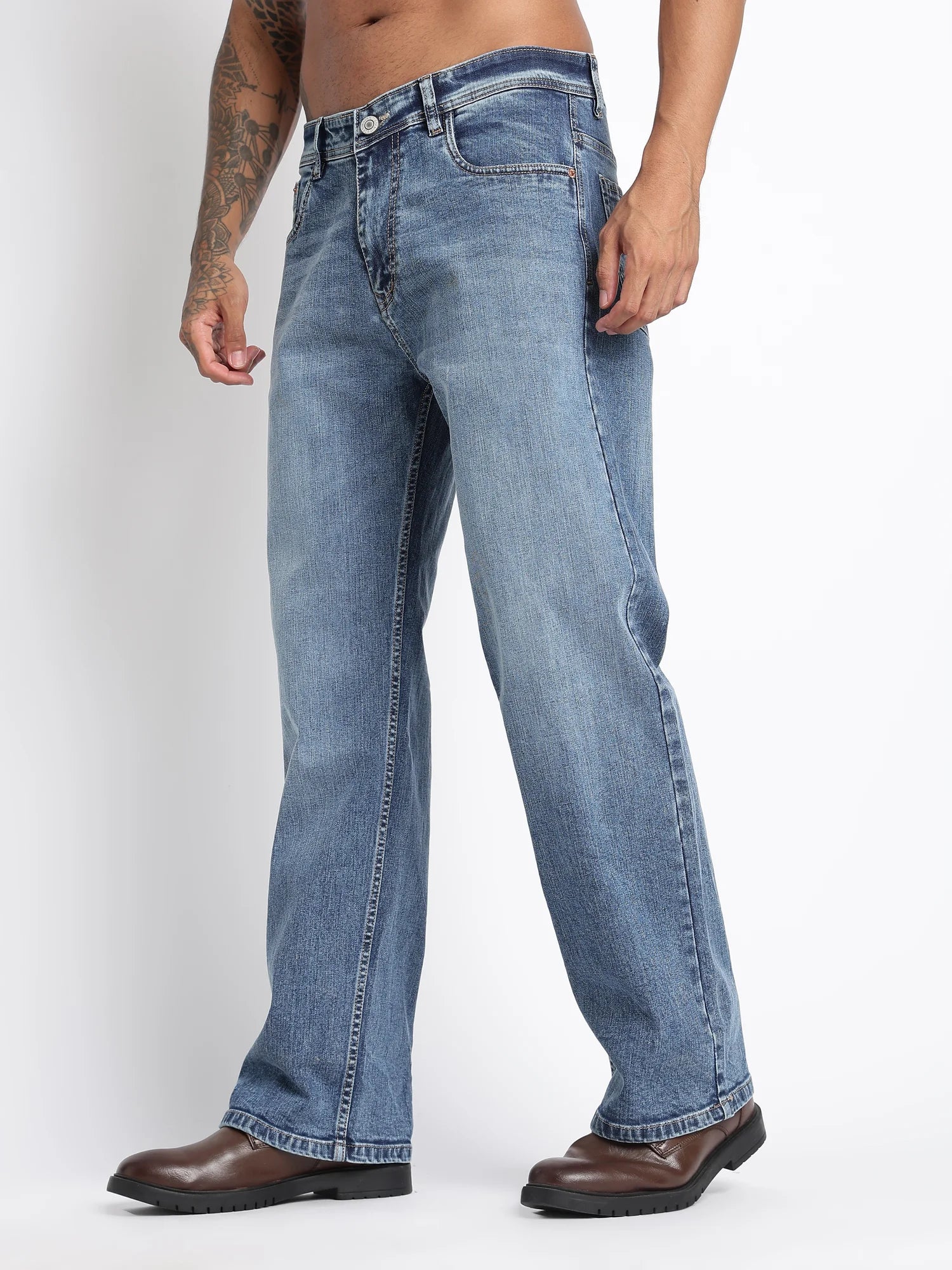 Glacier Blue straight fit jeans for men – side view