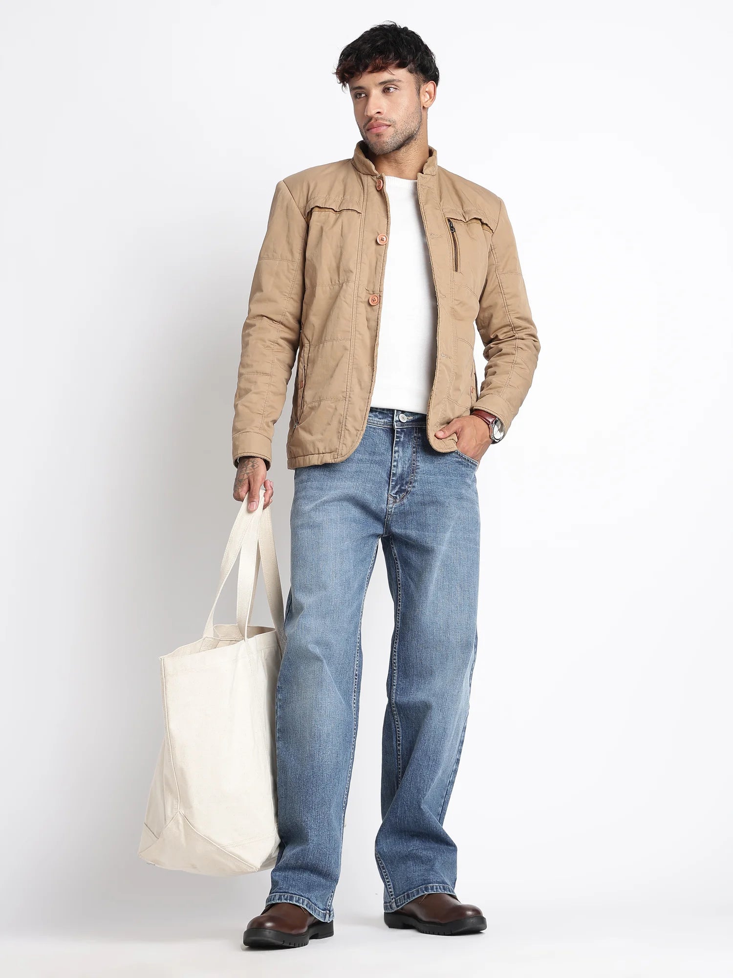 Glacier Blue straight fit stretch jeans for men – front view
