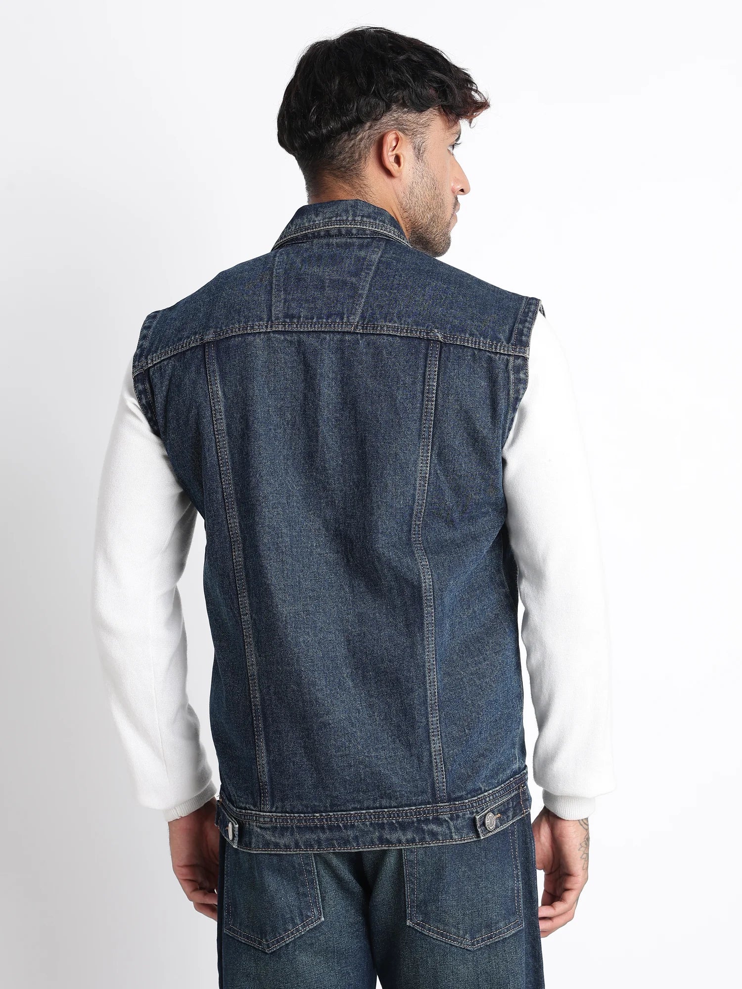 Iron Tide denim vest for men – chest pocket styling detail