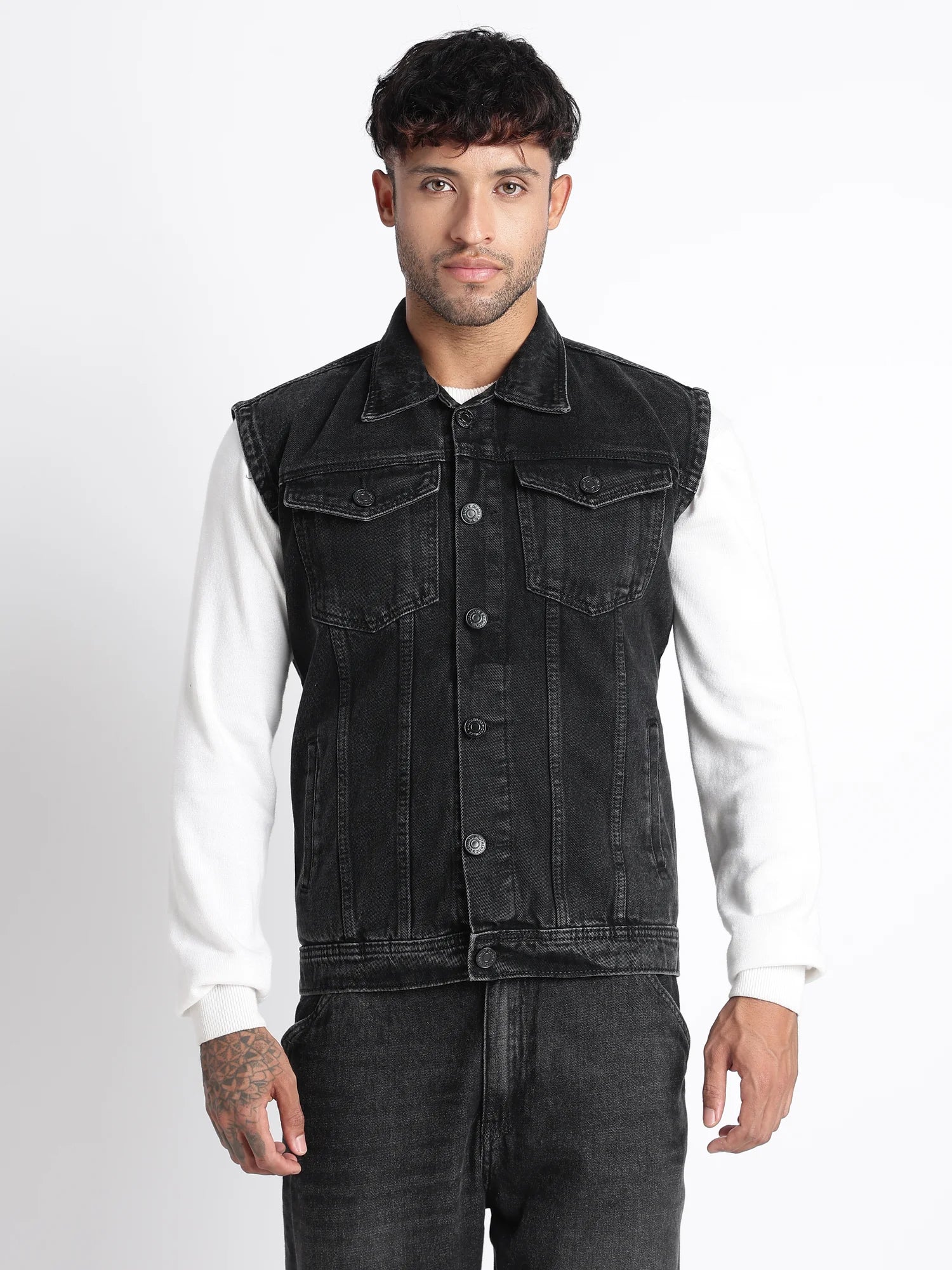Obsidian Wash Sleeveless Denim Vest for Men – ONSYLE