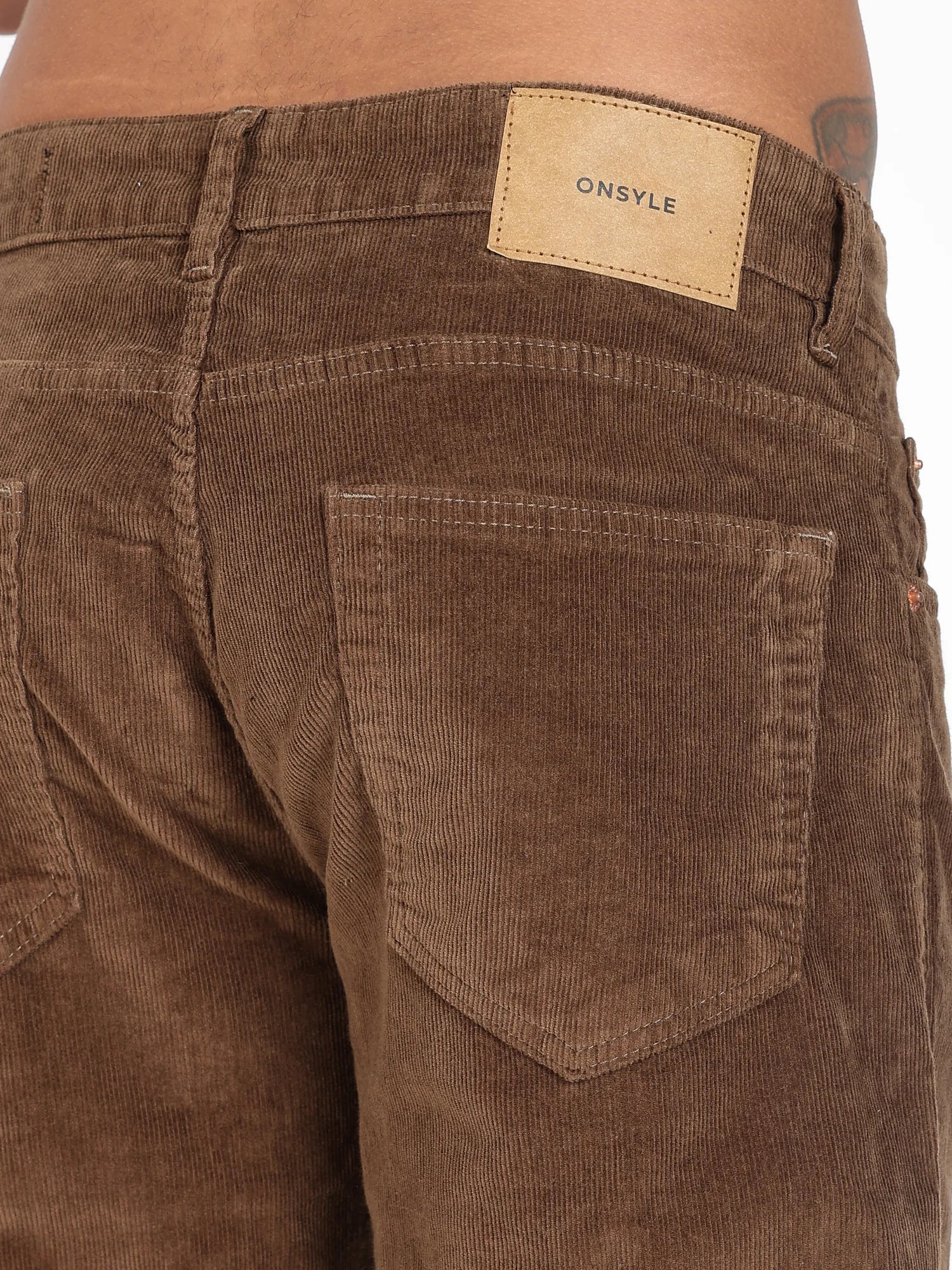 Caramel wide straight corduroy pants for men – front view