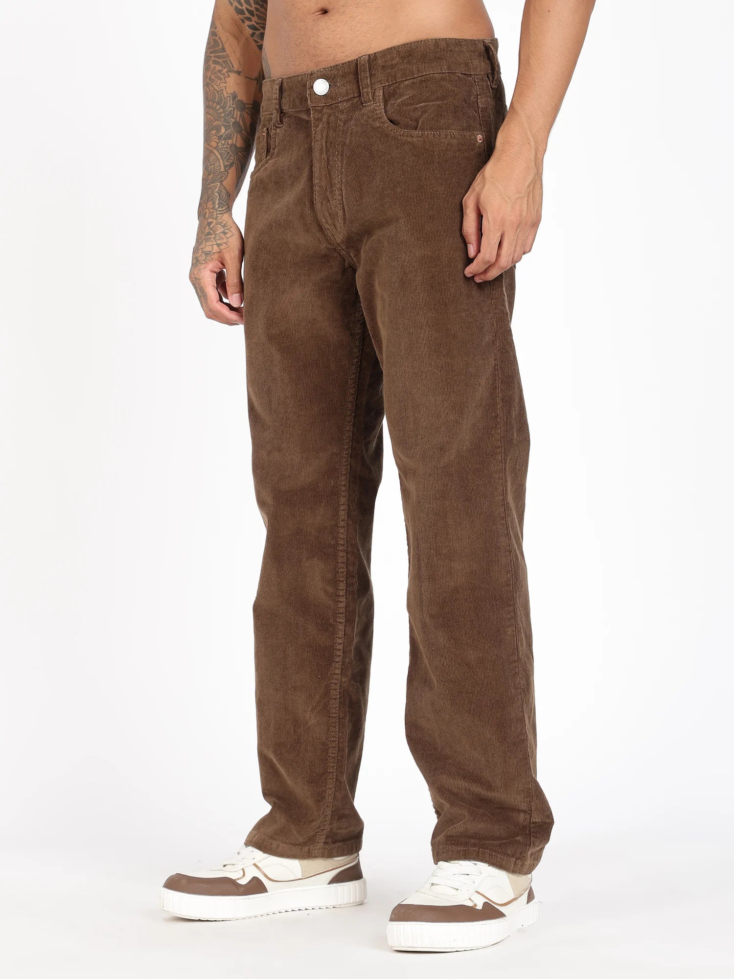 Caramel corduroy pants for men – side view