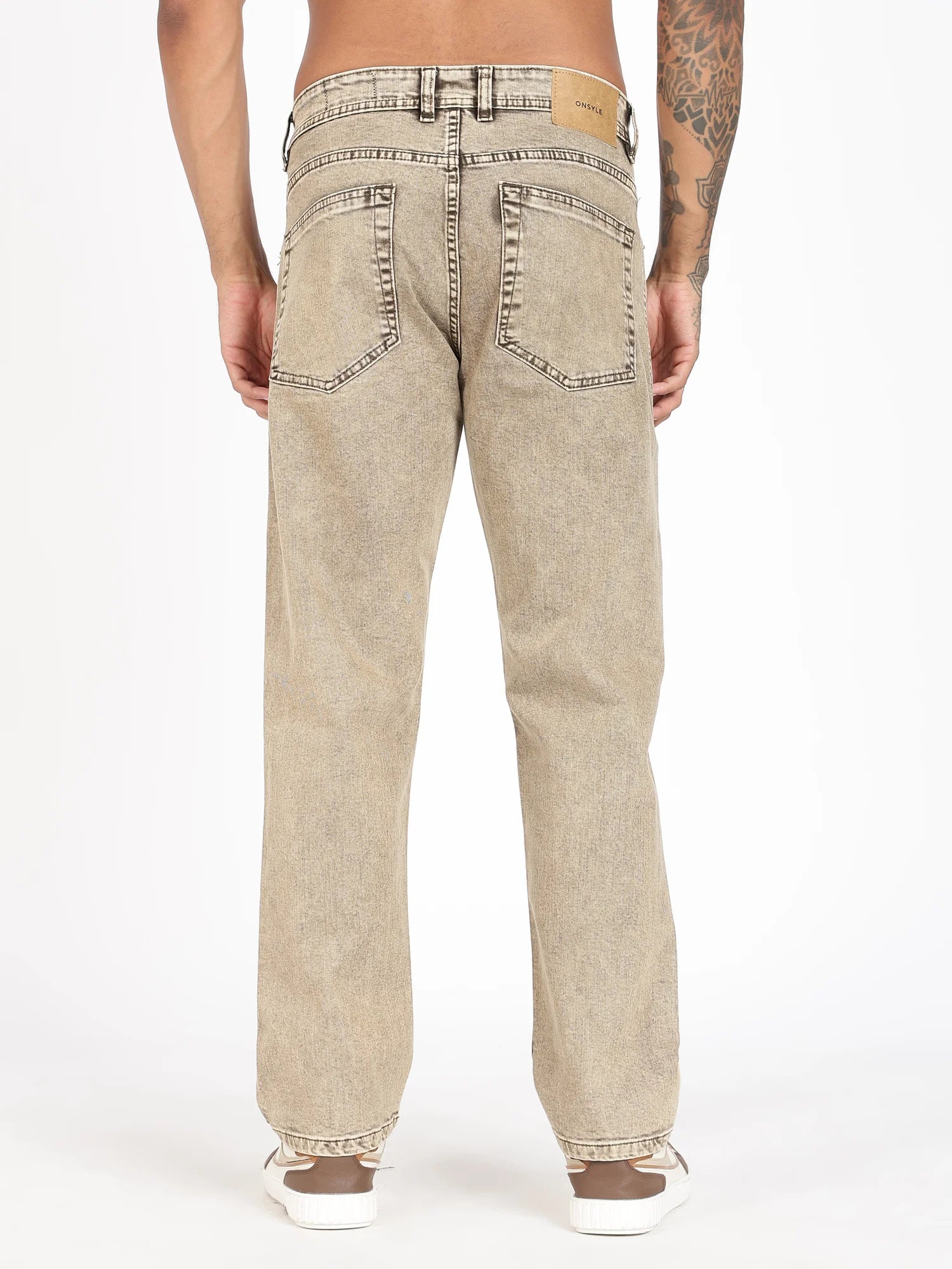 Desert Sand comfort fit jeans for men – back view