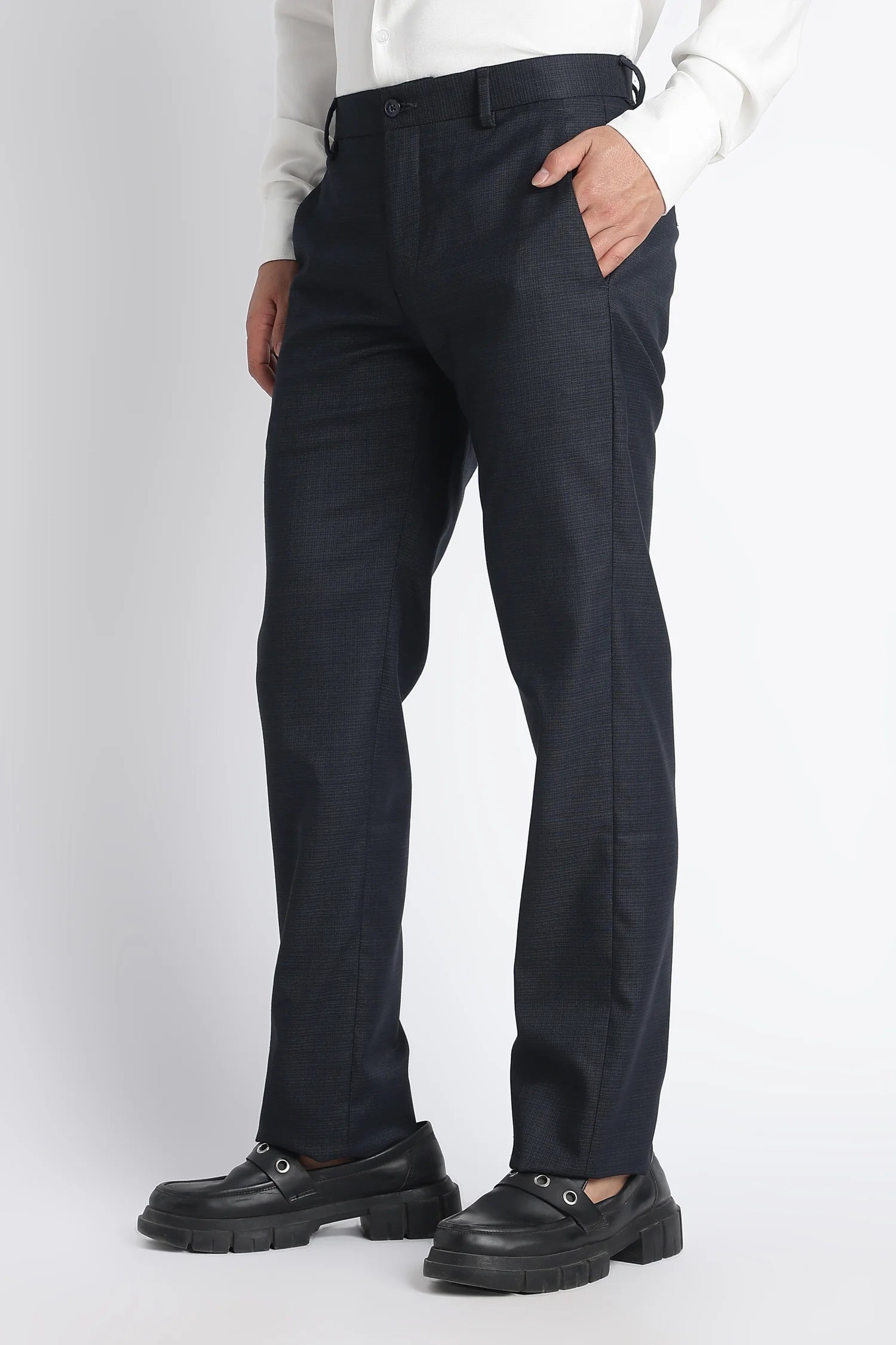 Ink Navy slim fit formal trousers for men – back view