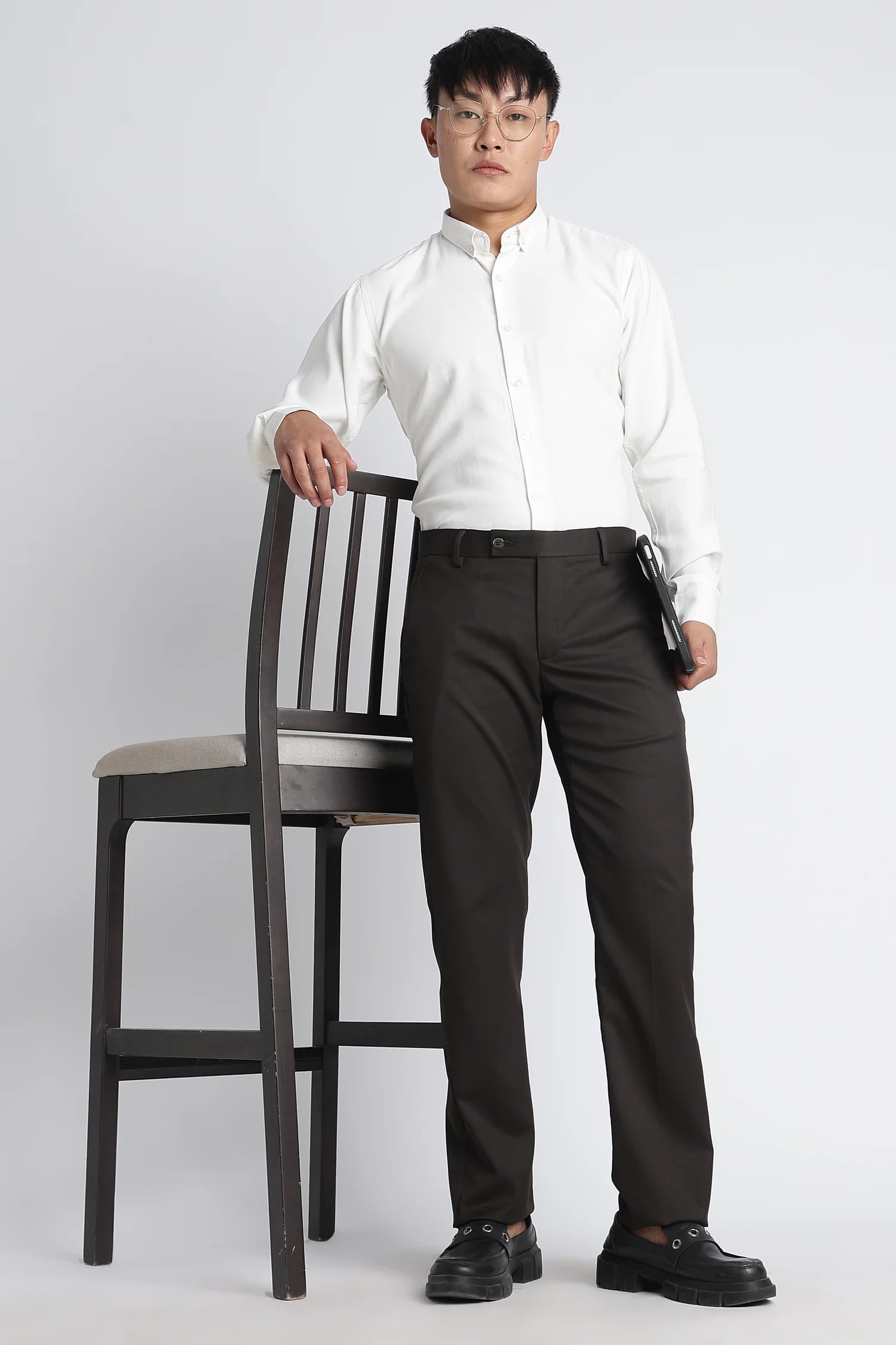 Espresso slim fit formal trousers for men – front view