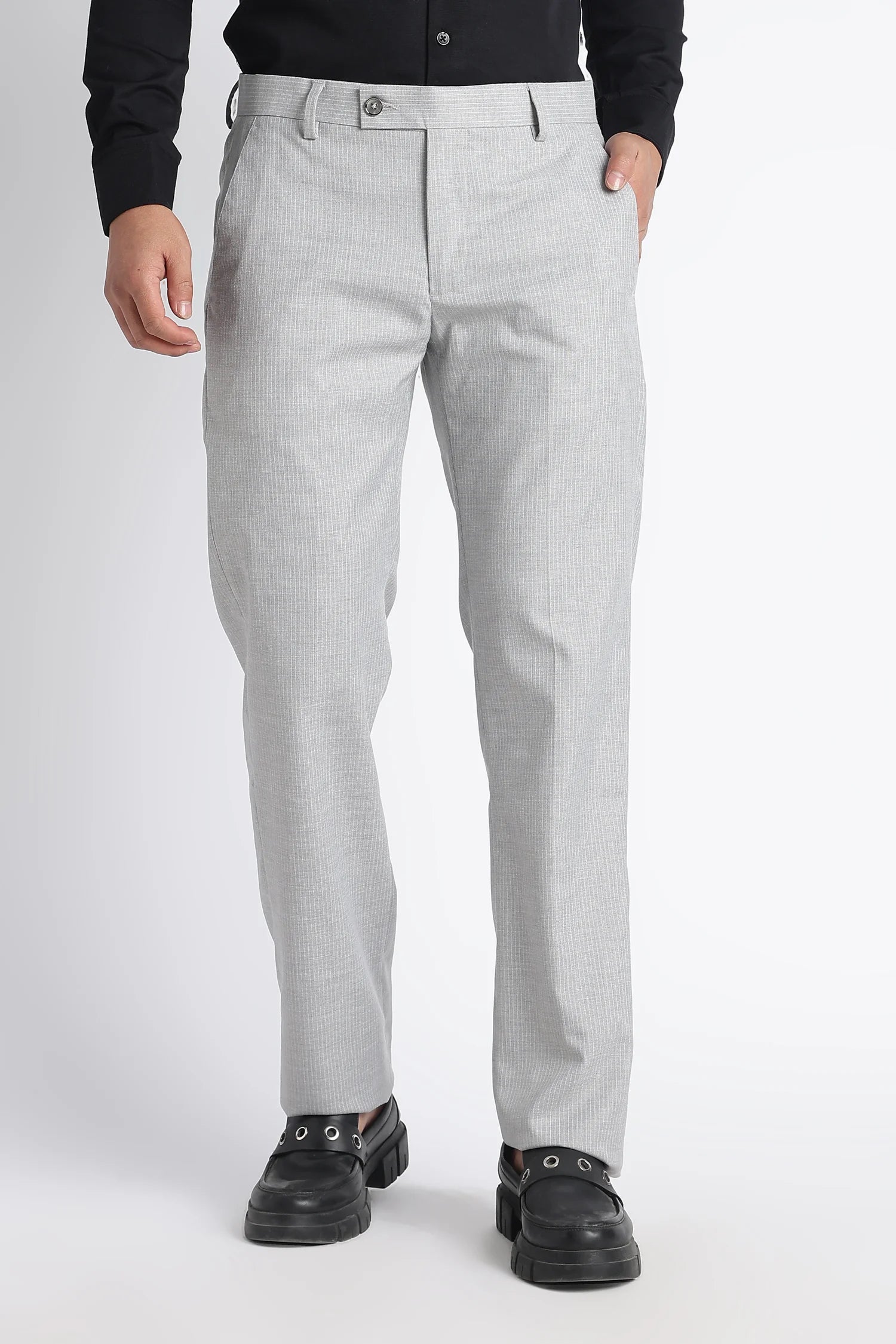 Silver Chalk Pinstripe Formal Trousers for Men – ONSYLE