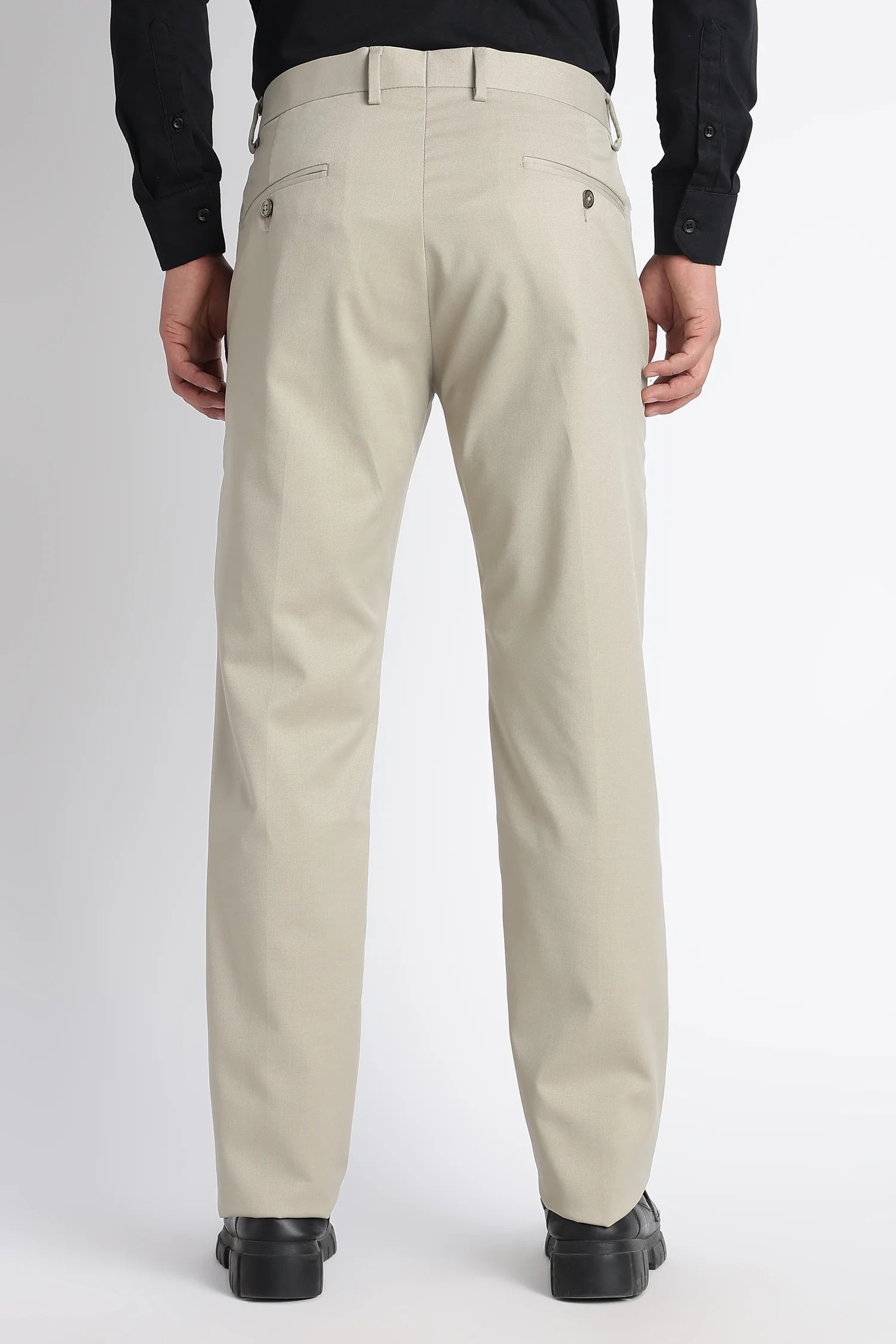 Sandstone formal trousers for men – welt pocket detail